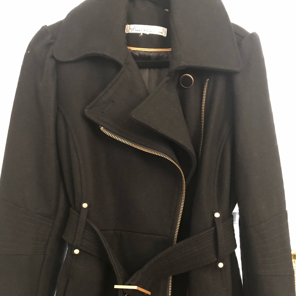 Kenneth Cole black coat with gold brass details